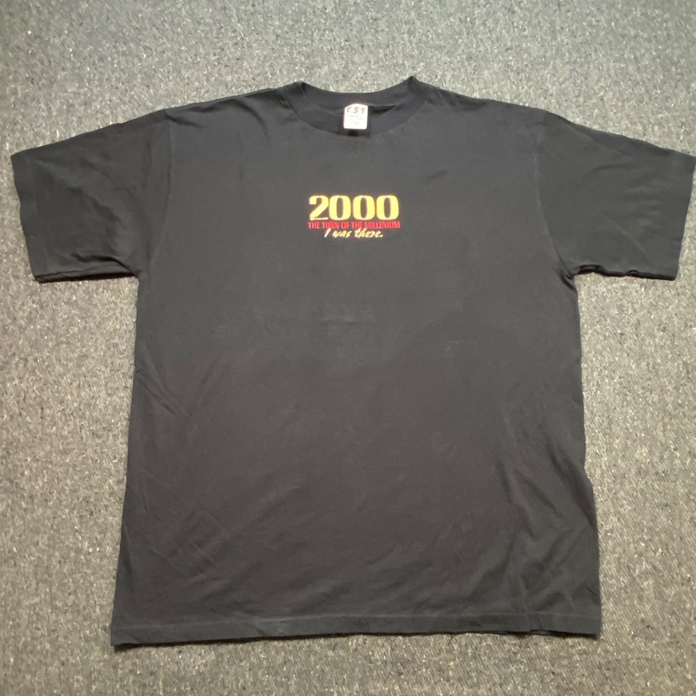 TSI 2000 Turn Of The Millennium TShirt Sz‎ XXL Mens Black Y2K Retro Embroidery